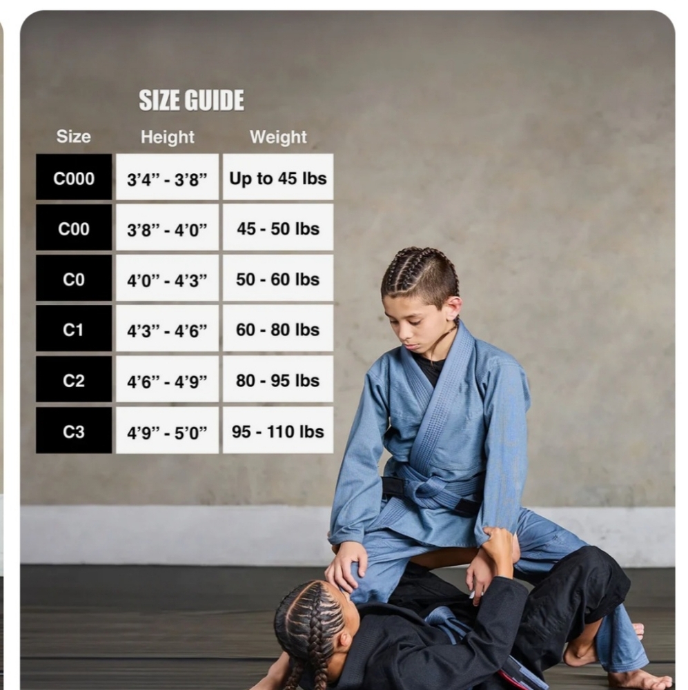 Jujitsu Gi size CO (Navy) and COO (Gray)